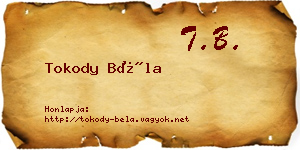 Tokody Béla névjegykártya